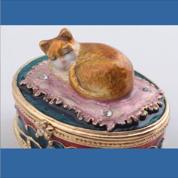 Keren Kopal Cat Sleeping Trinket Box - Picture 2 of 5